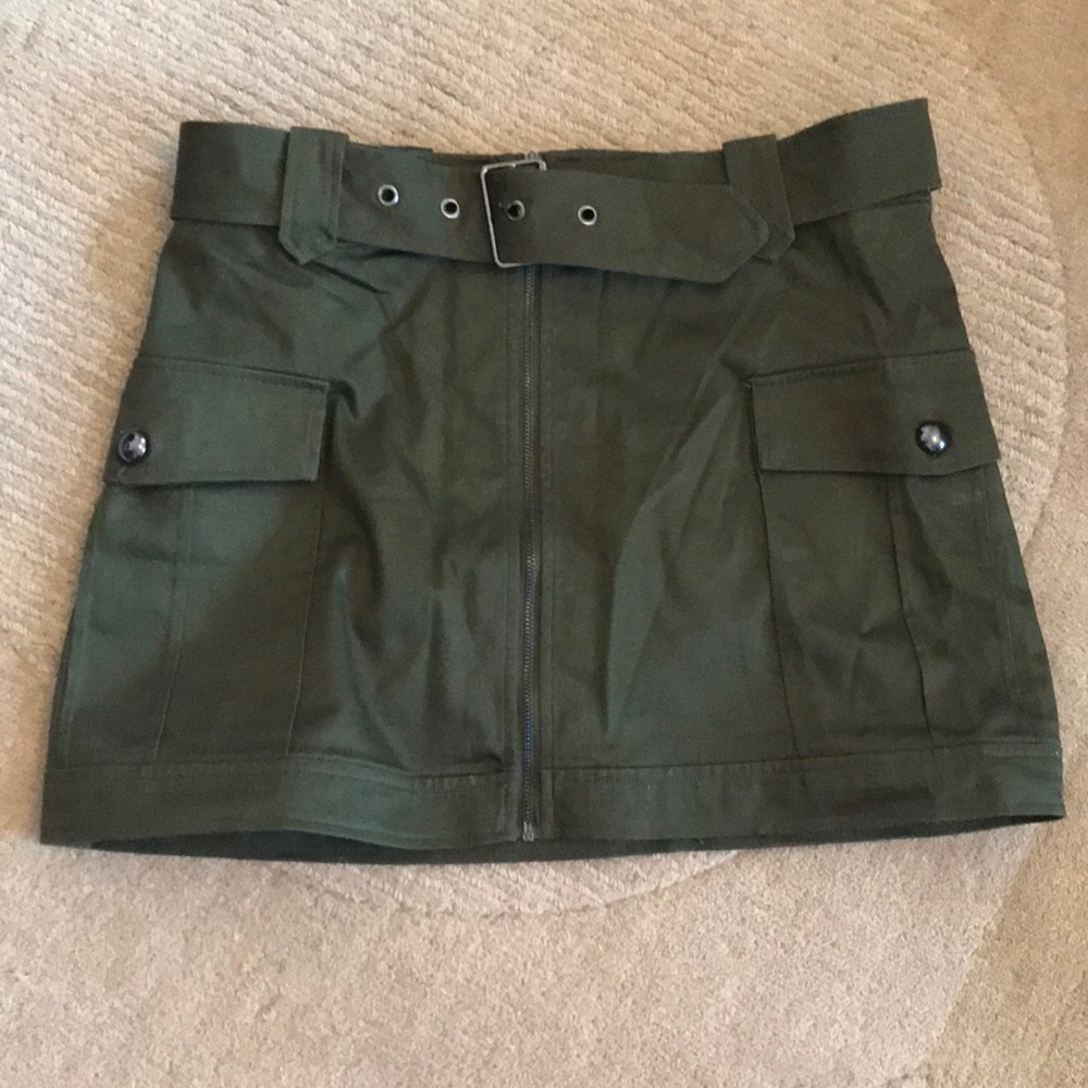 Army Green Skirt Belt and Pockets